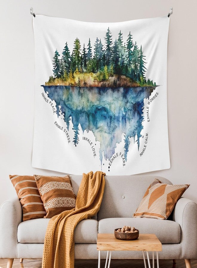 XLDLIOO Mental Health Moody Woods Classroom Wall Tapestry, Inhale Exhale Tapestry Hanging for Bedroom, Watercolor Tapestries Wall Room Decor Art for Classroom Therapy Office Counselling Room 50x60in - Image 2